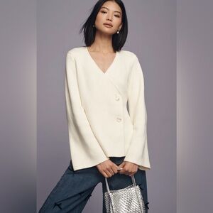 Endless Rose Two-Button Cinched Cardigan Sweater In: Ivory